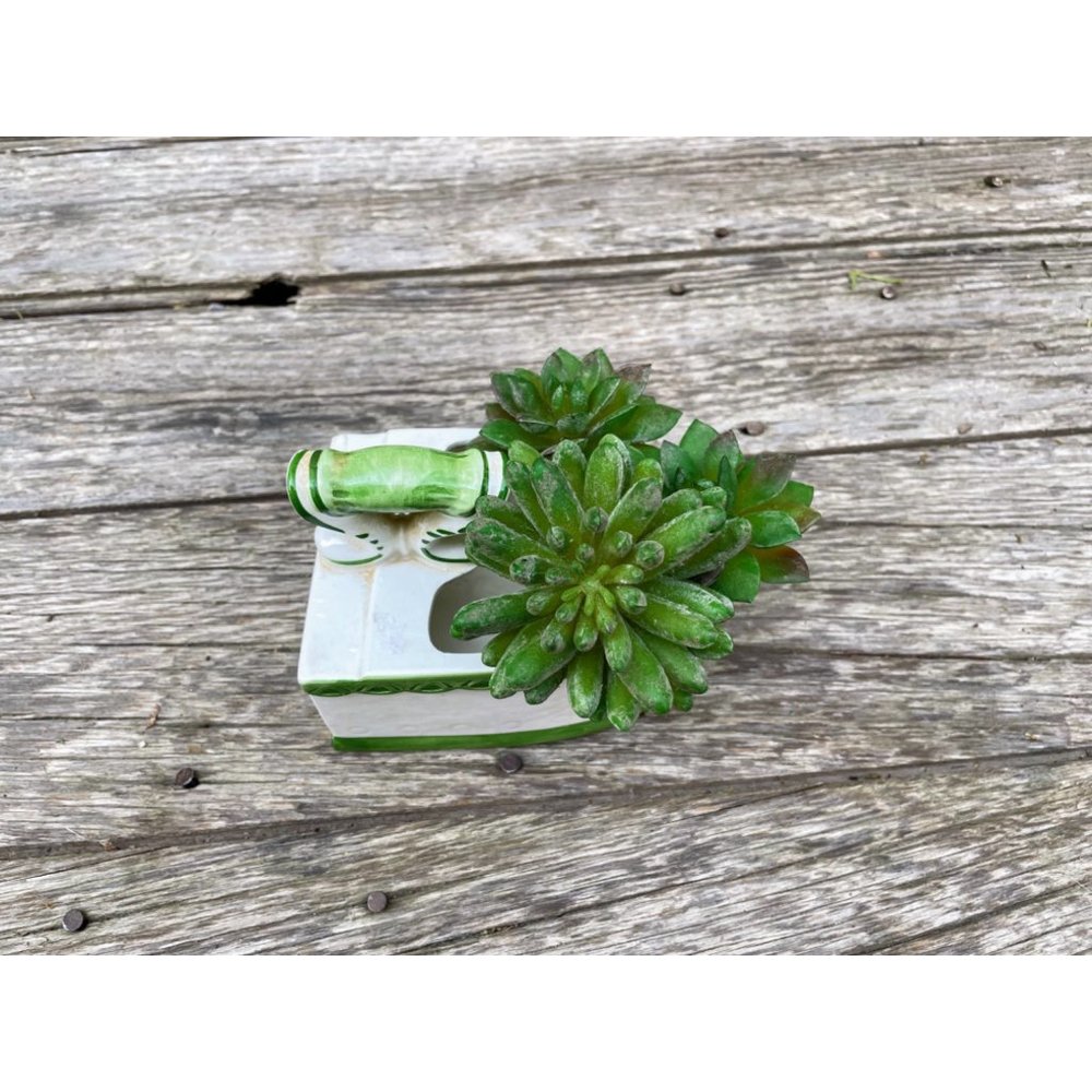 Vintage 1960s Ceramic SAD Iron Planter Vase floral - Picture 11 of 16